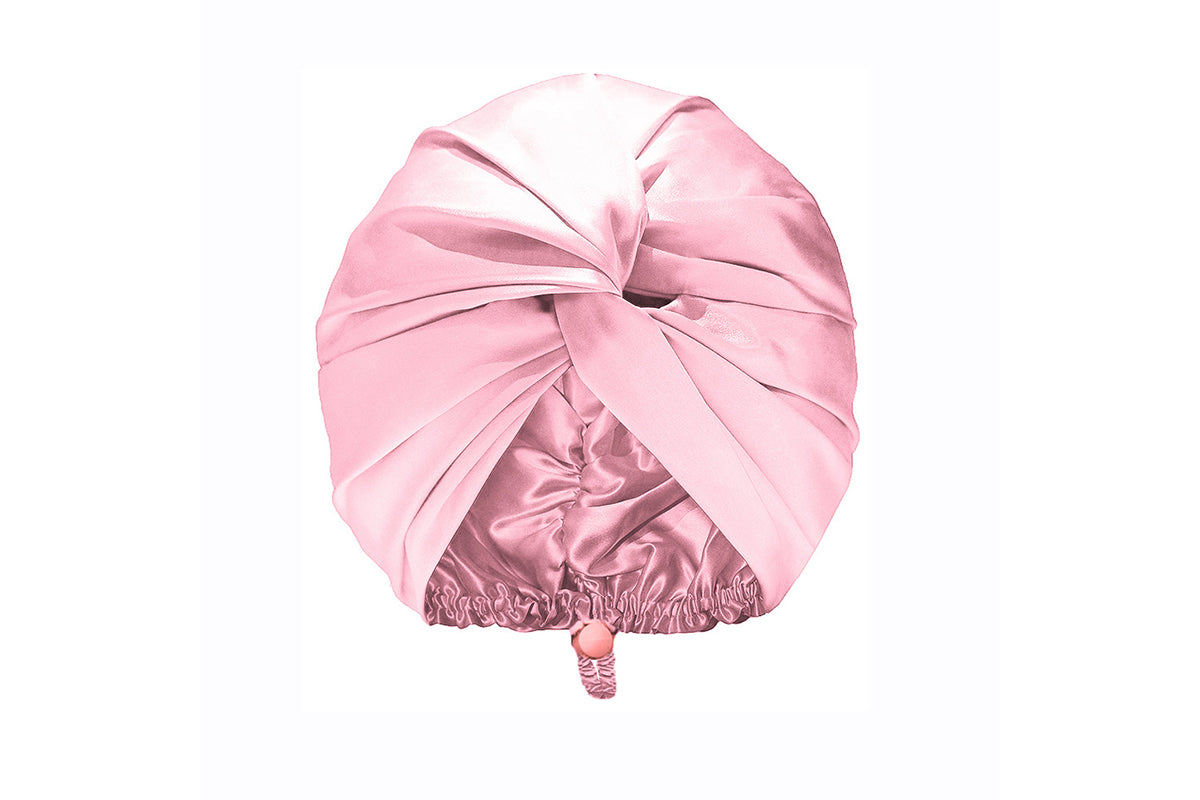 Adjustable Silk Bonnet Hair Bonnet for Women Curly Natural Braid Straight Hair-Pink
