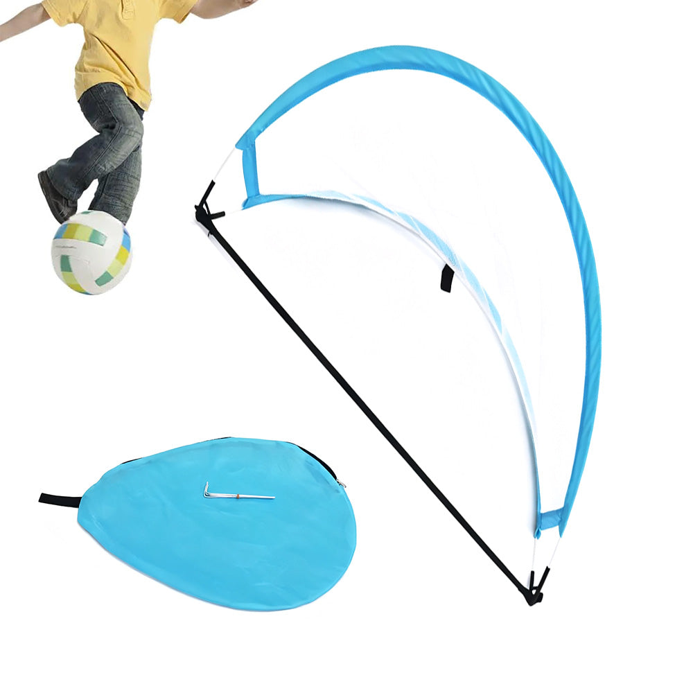Portable Pop-Up Soccer Goal Set with 3 Ground Pegs and Carry Storage Bag Blue