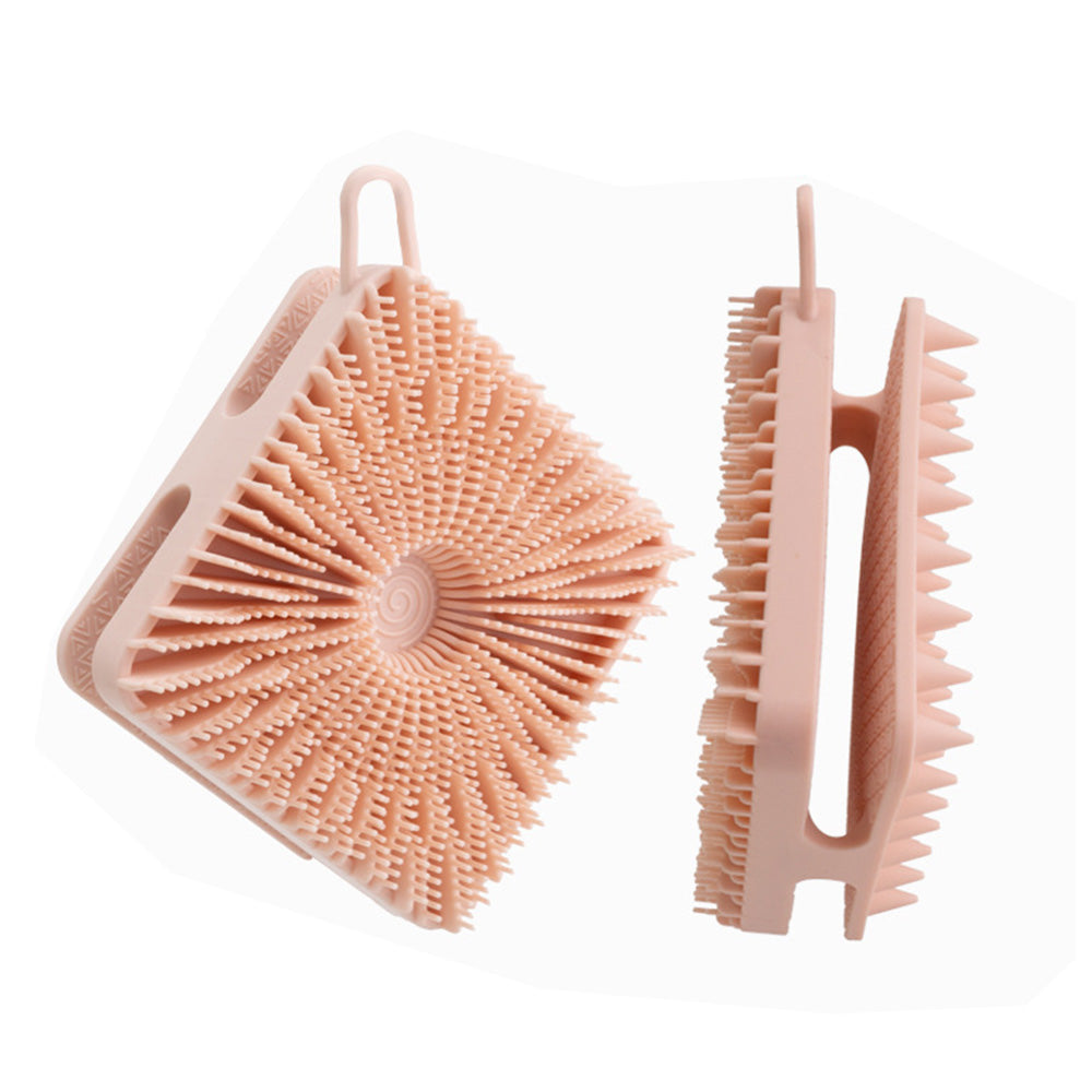 Dual-Sided Silicone Shower Body Brush ââ‚?Soft & Firm Exfoliating Scrubber Pink