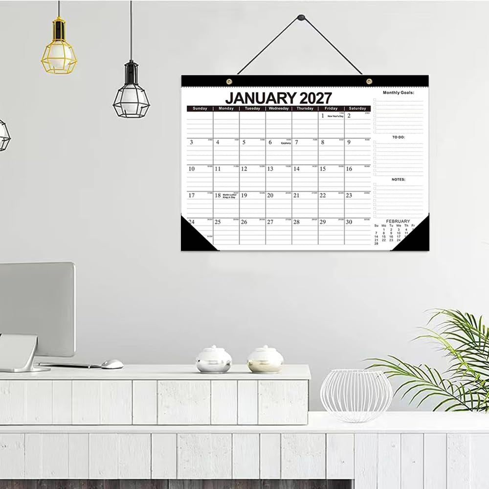 18 Monthly Wall Calendar Monthly Desk Calendar with To-do List