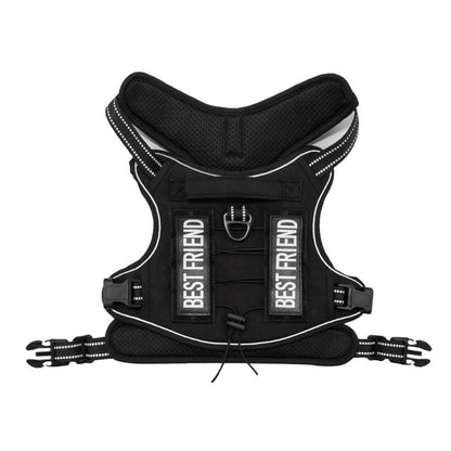 Tactical Dog Harness with Reflective Pet No Pull Adjustable Military Vest for Walking Training Black