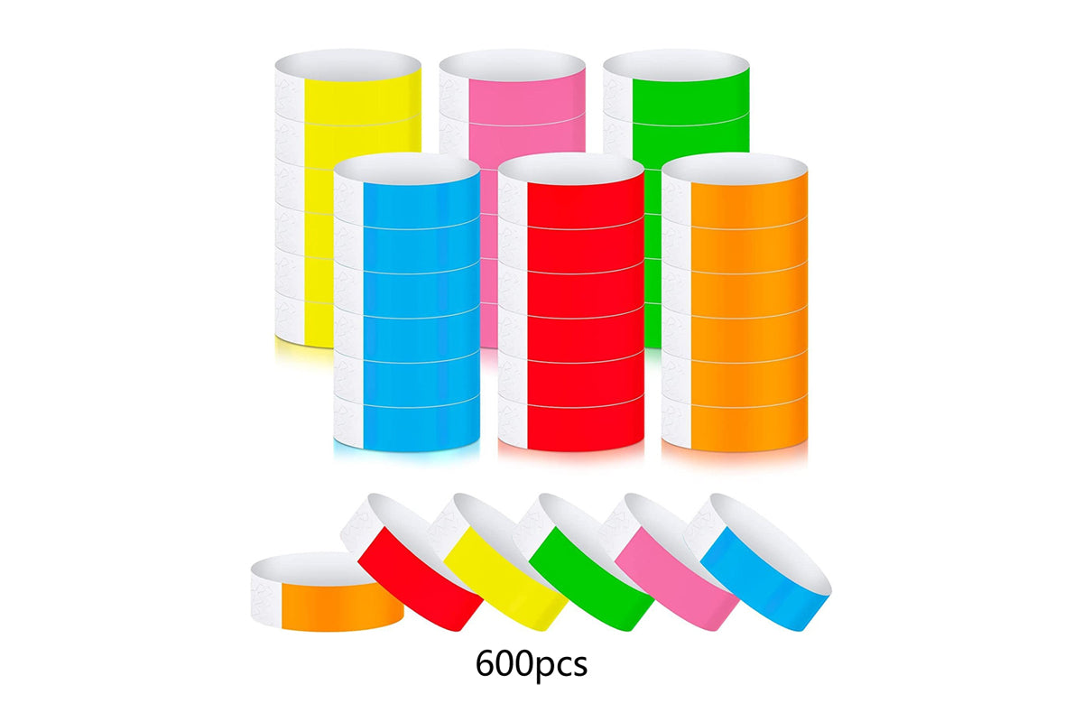 600 Piece Neon Wrist Bands Counts Paper Hand Bands