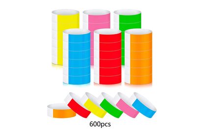 600 Piece Neon Wrist Bands Counts Paper Hand Bands