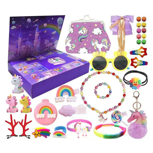 24 Days Christmas Advent Calendar Girls Xmas Countdown Calendar Gifts Christmas Blind Box Unicorn Ornaments Style