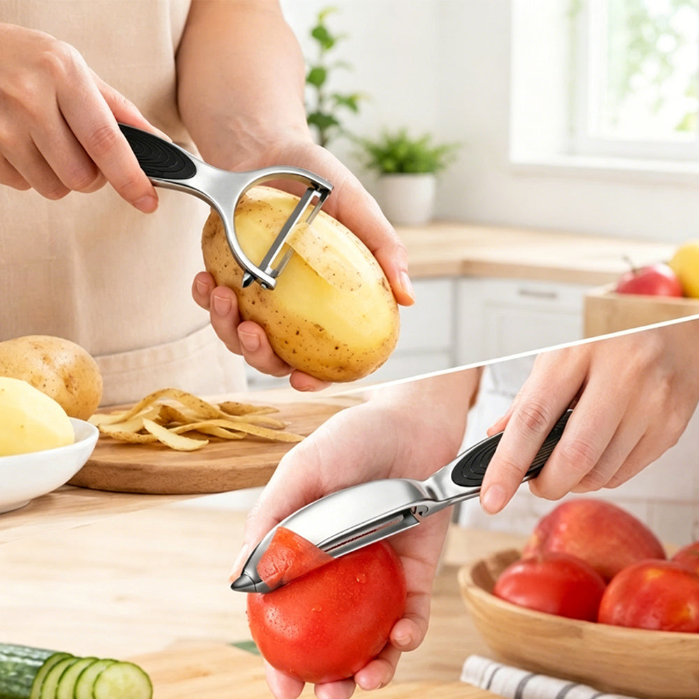 2 Pack Stainless Steel Vegetable Peeler Set Potato Peeler for Kitchen