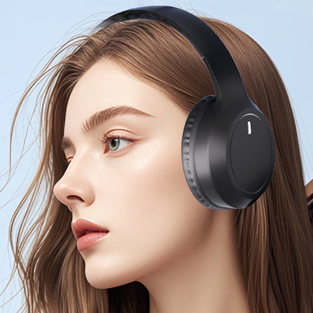Bluetooth 5.3 Wireless Headphones Rechargeable Earphones Headset with Mic-Black