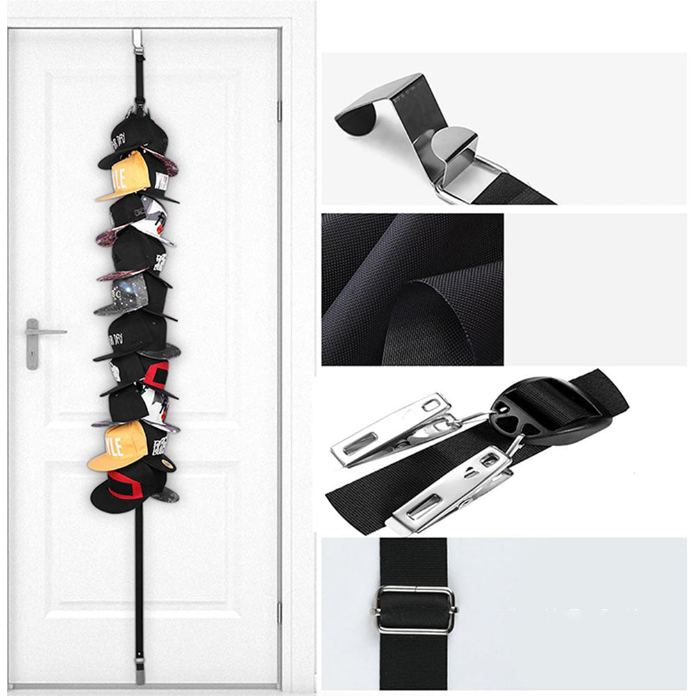 Over Door Hat Organizer with 1 Strap 20 Clips and 2 Door Hooks