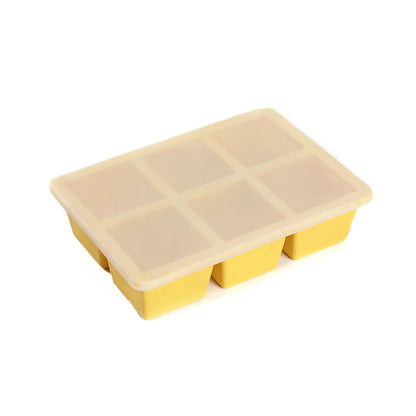 2Pcs 6-Grid Silicone Ice Cube Tray Large Square Ice Cube Mold for Whiskey Cocktails Drinks Yellow