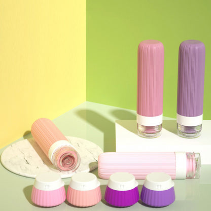 18 Piece Silicone Leak Resistant Travel Toiletry Bottle Set - Pink