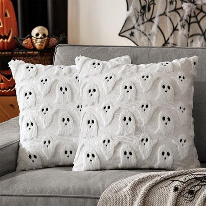 2 Pack Halloween Ghost Pillow Covers Plush Cushion Covers