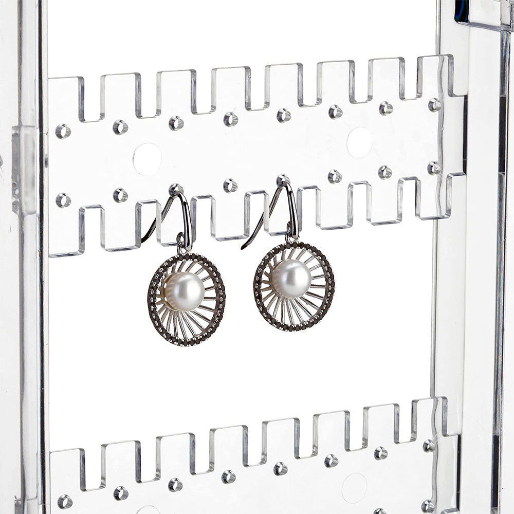Acrylic Earrings Holder for Women Doors Foldable Screen Necklace Display Rack-White