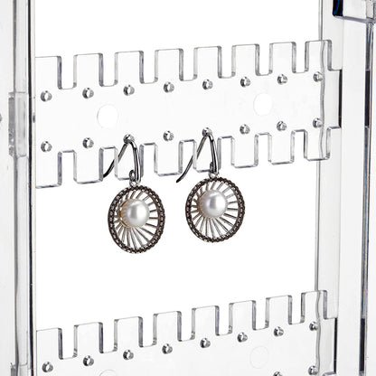 Acrylic Earrings Holder for Women Doors Foldable Screen Necklace Display Rack-White