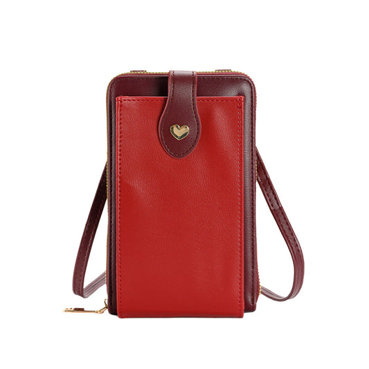 Small Crossbody Bag Cell Phone Purse for Women Mini Shoulder Bag Wallet with Card Slots Red