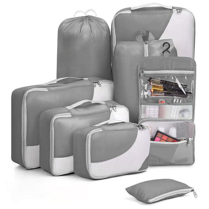 8Pcs Set Travel Packing Cubes Compression Storage Bags for Suitcases Grey