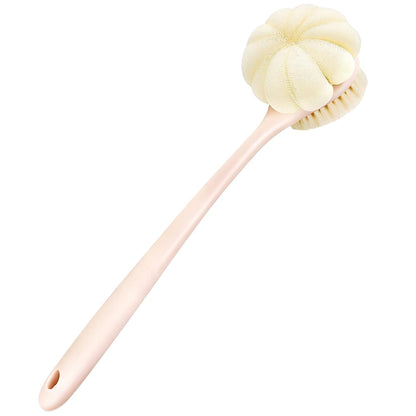 2 in 1 Double Sided Shower Brush with Loofah -Pink