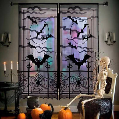 Large Halloween Door Curtain Bat Spider Web Door Cover