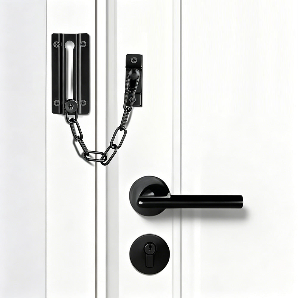 2 Pack Door Security Chain Lock Strong Door Chain Lock with 12 Screws for Wood Door-Black