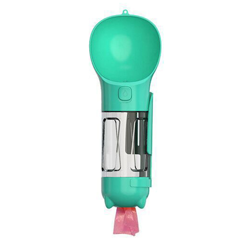 4 in 1 Pet Feeder Dog Cat Puppy Water Bottle Cup with Poop Bag Holder for Yorkie-Blue