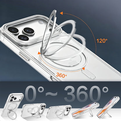 360 Degree Rotating Stand Case for iPhone 18Pro 17Pro - Clear