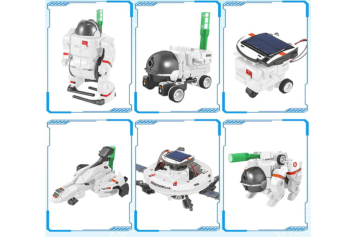 6-in-1 Solar Robot Science Kits Solar Robot Kit STEM Toys for Gift-White