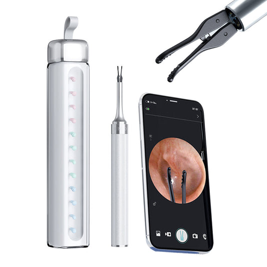 2-in-1 Visual Ear Wax Removal Tool with Ear Scoop Ear Tweezers Ear Cleaning Tool White