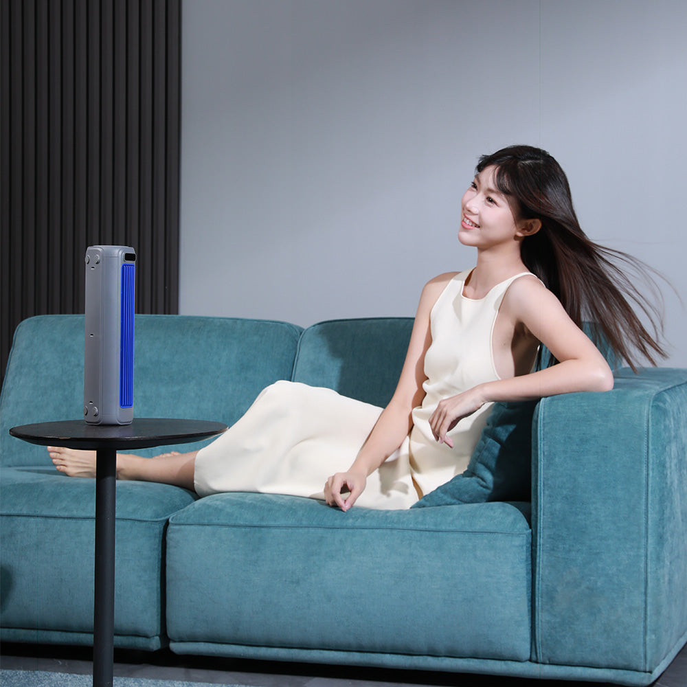 Air Conditioner Style Desktop Cooling Fan with Digital Screen for Room Office Grey