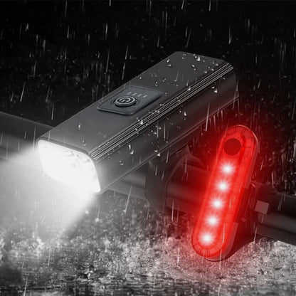 6-Mode Bike Light Set Rechargeable Water Resistant LED Bicycle Head and Tail Lights
