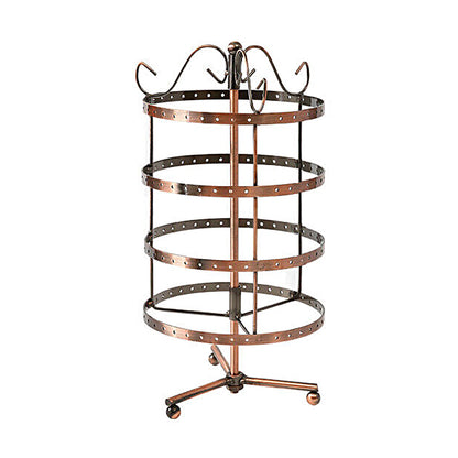4-Tier Rotating Earring Spin Table 144 Holes Earring Organizer Display Stand Brown