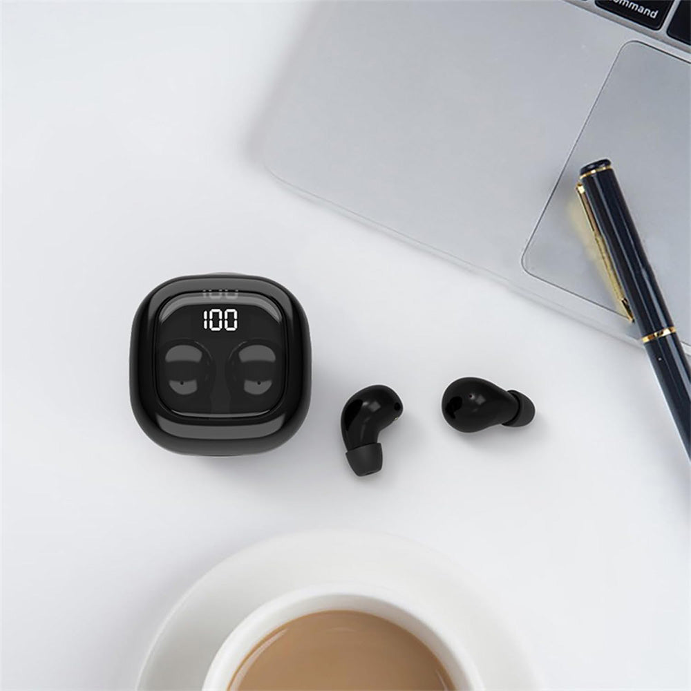 Wireless Bluetooth Small Headphone  Mini Invisible Earbuds with Charging Case for Sleep Work Sports Black