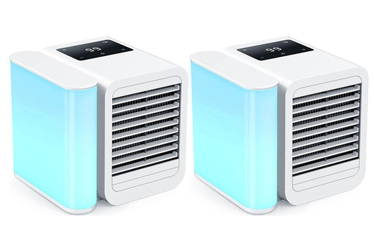 2Pcs Portable Air Conditioner Cooling Fan Evaporative Colourful Air Cooler with 1000ml Water Tank