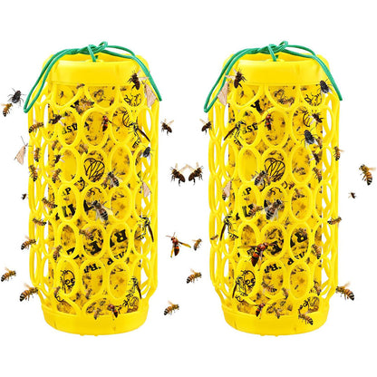 2 Pack Wasp Trap with 8 Stickers Outdoor Hanging Reusable Yellow Jacket Catcher