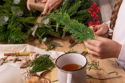 Christmas Artificial Flowers with Berry Stems Fake Pine Sprigs Garland Branches