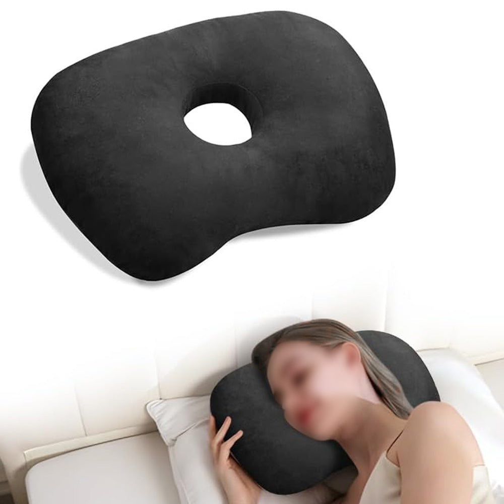Ear Piercing Pillow with Hole Soft Ear Pillow for Side Sleepers Black