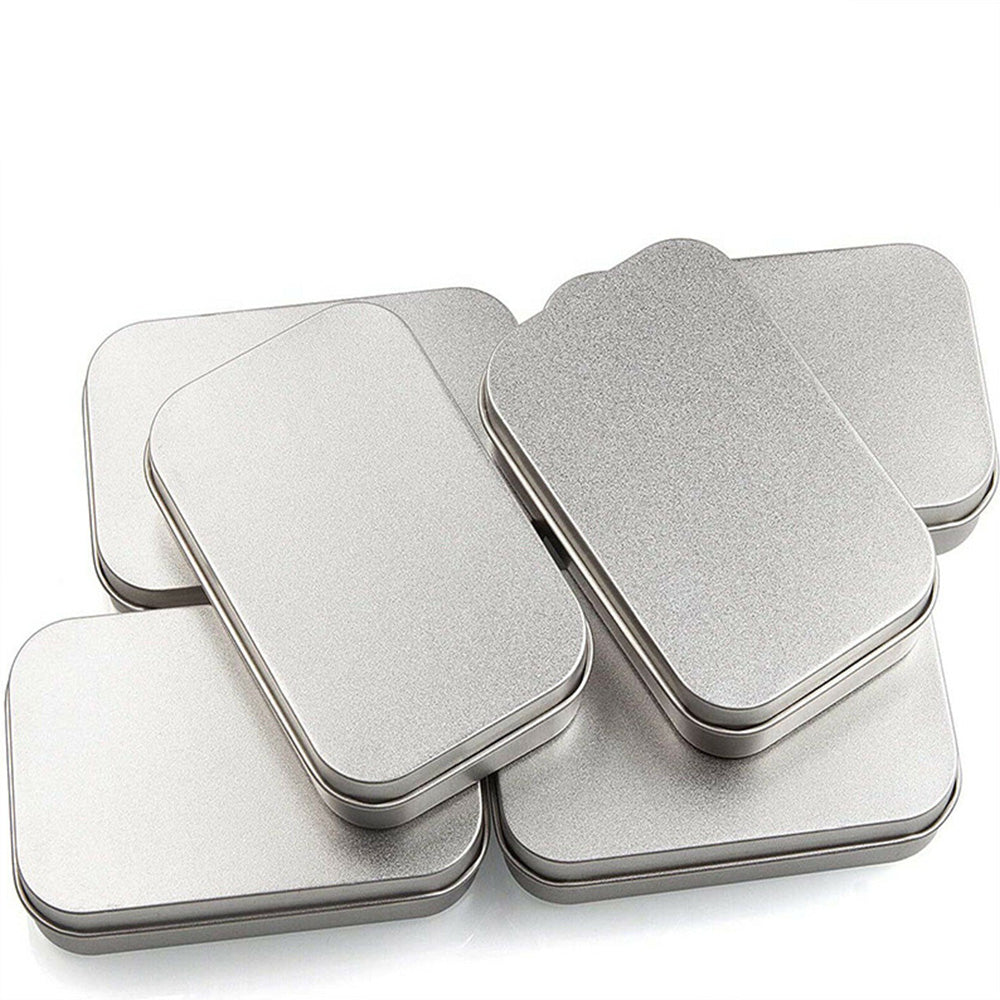 6 PCS Rectangular Small Tin Box with Hinged Lid