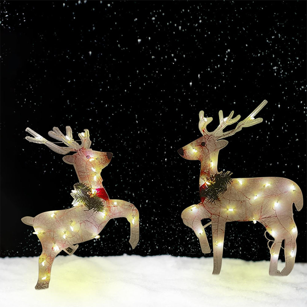 3 Piece Set Reindeer Light Stake 2D Christmas Scene Decor