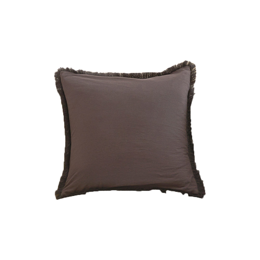 Boho Decorative Throw Pillow Cover with Tassel Trim Farmhouse Fringed Square Cushion Case for Sofa Couch Dark Gray