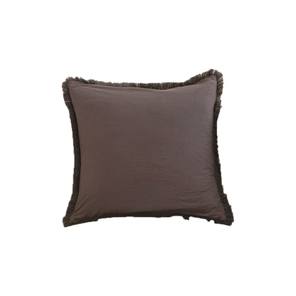 Boho Decorative Throw Pillow Cover with Tassel Trim Farmhouse Fringed Square Cushion Case for Sofa Couch Dark Gray