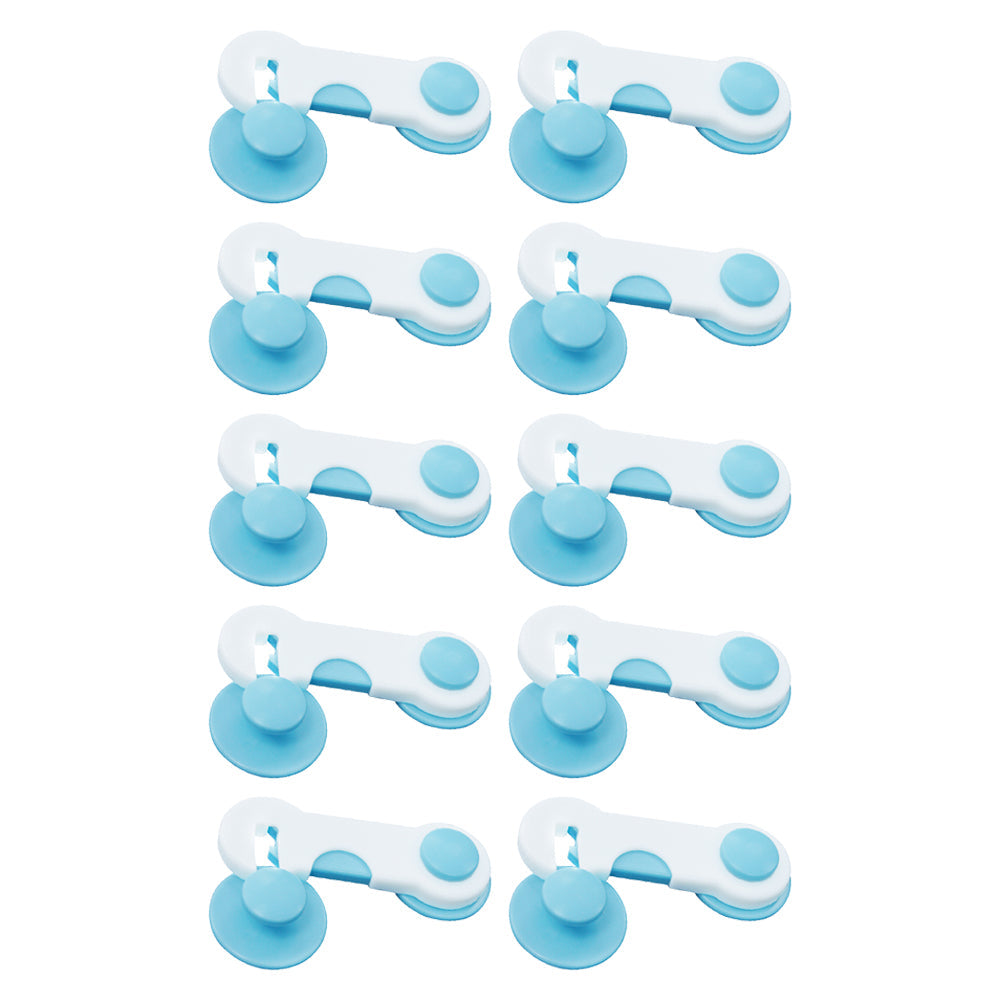 Set of 10Pcs Child-Proof Cabinet Locks Self-Adhesive Fridge Lock Child Safety Latches Blue
