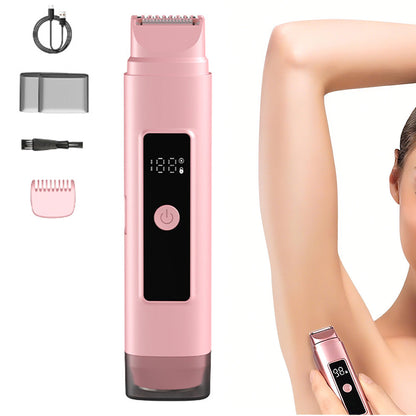 2-in-1 Dual Head Electric Shaver & Bikini Trimmer for Women with LED Display