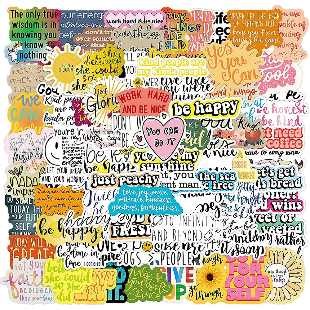 100pcs Motivational Stickers Pack Positive Quote Scarpbooking Laptop Cars