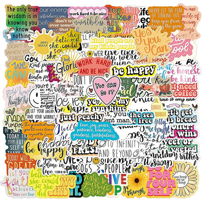 100pcs Motivational Stickers Pack Positive Quote Scarpbooking Laptop Cars