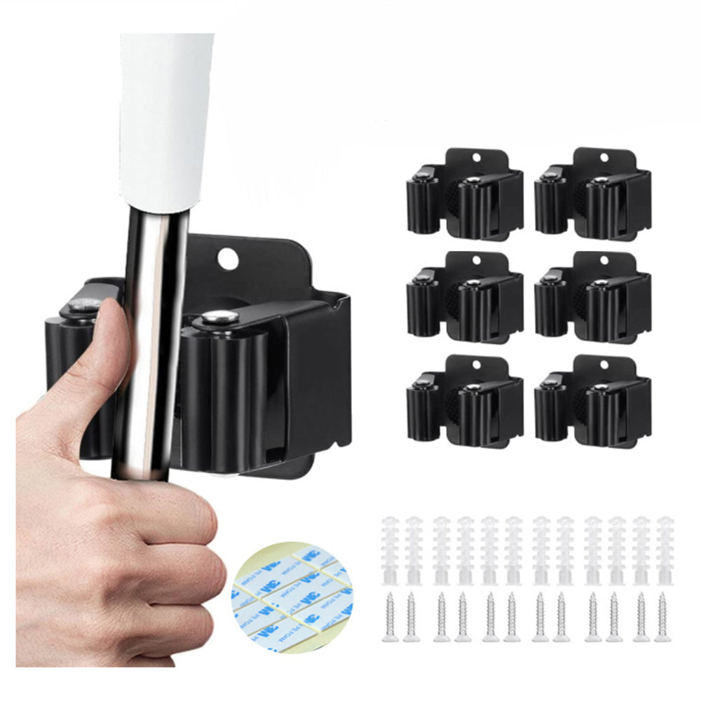 6PCS Broom and Mop Rack Garden Tool Storage Rack No Punch with Screws
