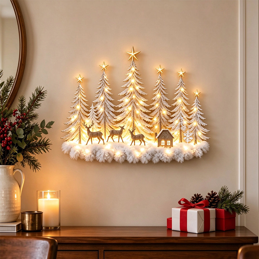 2D Acrylic Lighted Christmas Woodland Forest Wall Decor
