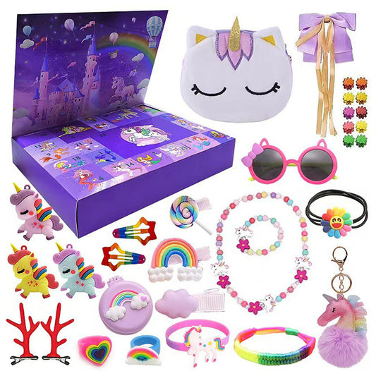 32Pcs Set Jewellery Countdown Calendar Unicorn Christmas Advent Calendar for Girls Style 2