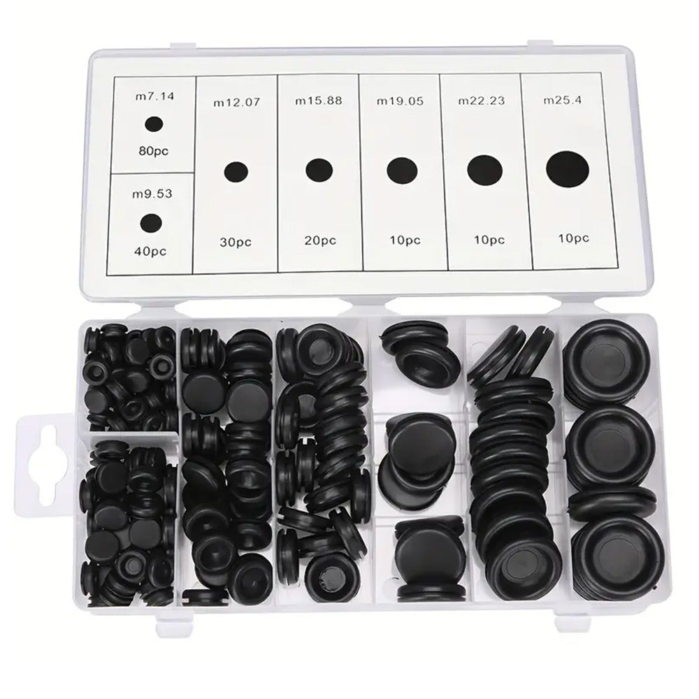 200 Piece Auto Rubber Grommet Fastener Tool Kit in 7 Sizes