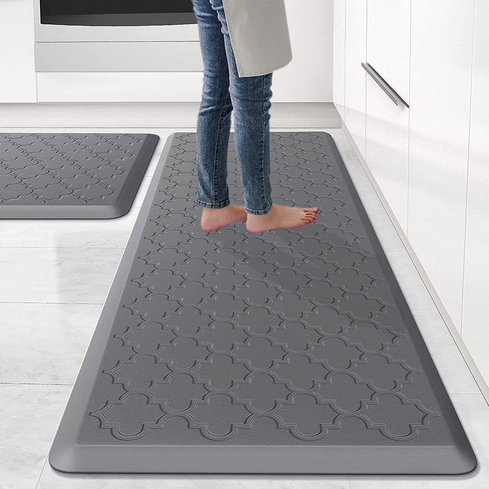 Anti Fatigue Cushioned PVC Floor Mat for Kitchen and Office-Grey