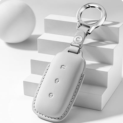 Leather Key Fob Cover Fit for Geely Galaxy E5 EX5 - Grey