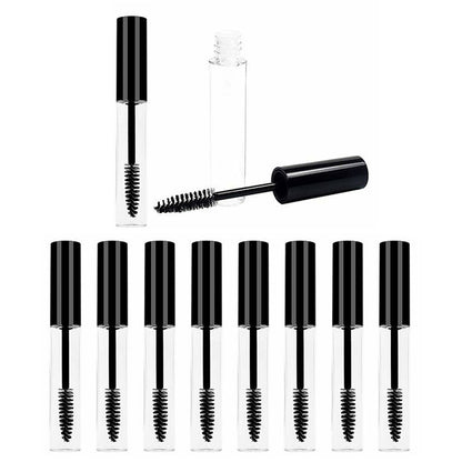 10 Pack 10ml PETG Empty Mascara Tubes with Inner Stoppers - Black