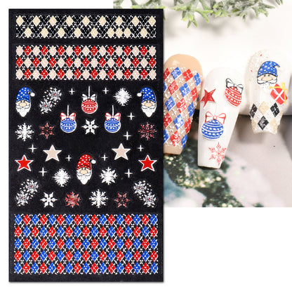 3 Sheet 5D Embossed Christmas Nail Art Sticker Set