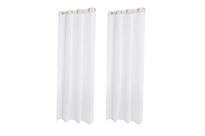 2 Piece Water Resistant White Outdoor Sheer Curtains